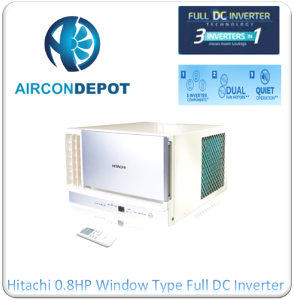 HITACHI Window Inverter Full DC 0.8 HP